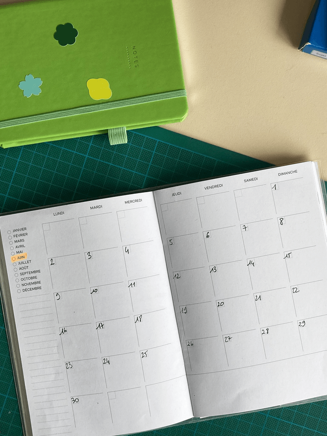 Agenda mensuel libre - Damier